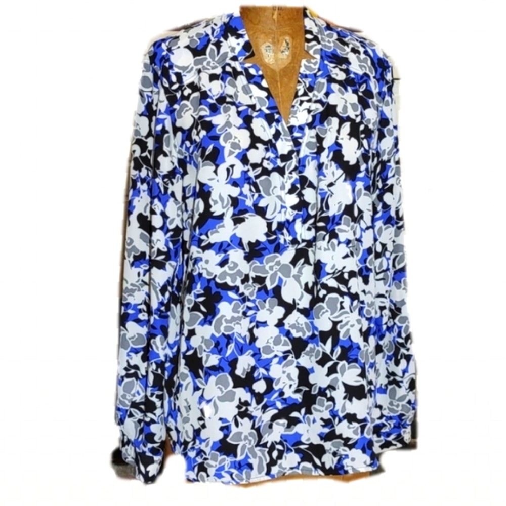 Nine West Floral Blouse Flowing Top Size XL
